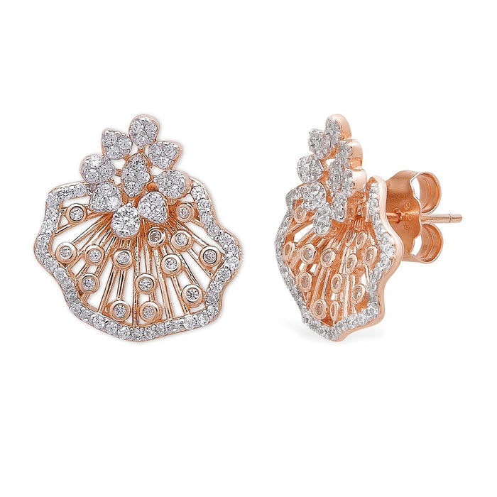 Rosy Bloom Ensemble 925 Sterling Silver Rose Gold-Plated Flower Jewelry Set