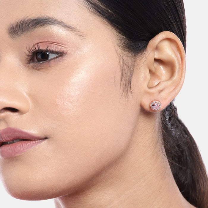 Rosy Delight Rose Gold-Plated 925 Sterling Silver Stud Earrings