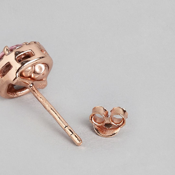 Rosy Delight Rose Gold-Plated 925 Sterling Silver Stud Earrings