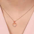 Rosy Devotion CZ-Heart 925 Sterling Silver Pendant with Chain