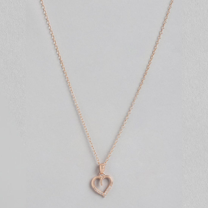 Rosy Devotion CZ-Heart 925 Sterling Silver Pendant with Chain