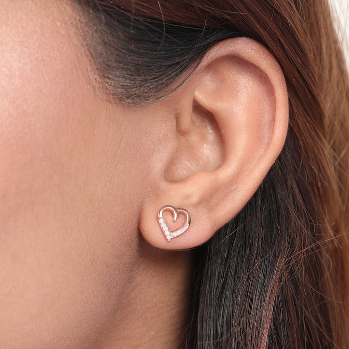 Rosy Devotion CZ Rose Gold-Plated 925 Sterling Silver Earrings