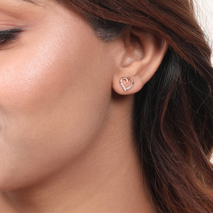 Rosy Devotion CZ Rose Gold-Plated 925 Sterling Silver Earrings