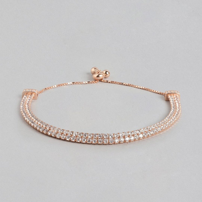Rosy Elegance Adjustable Rose Gold Plated 925 Sterling Silver Bracelet