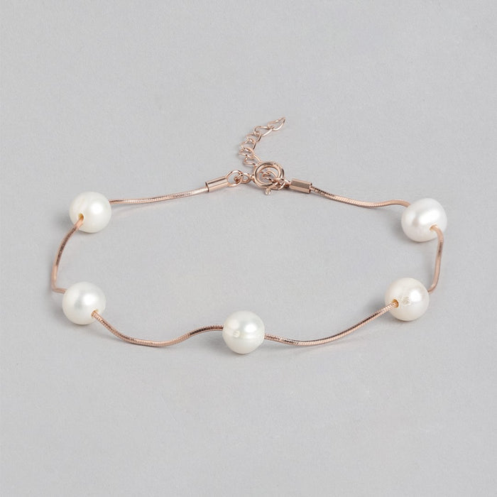 Rosy Elegance Rose Gold-Plated 925 Sterling Silver Jewelry Set with Freshwater Pearls