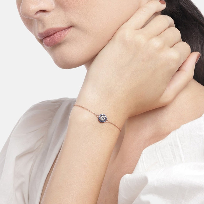 Rosy Guardian Evil Eye 925 Sterling Silver Rose Gold-Plated Evil Eye Bracelet