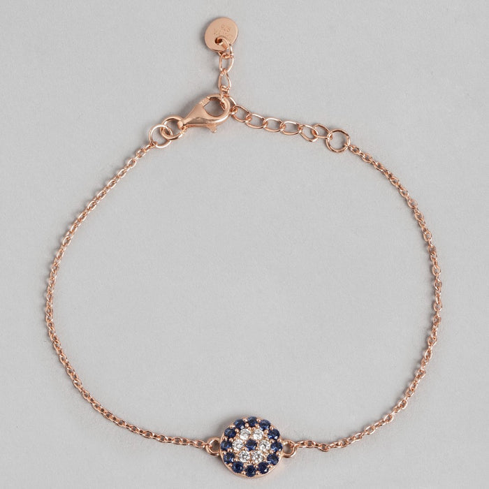 Rosy Guardian Evil Eye 925 Sterling Silver Rose Gold-Plated Evil Eye Bracelet