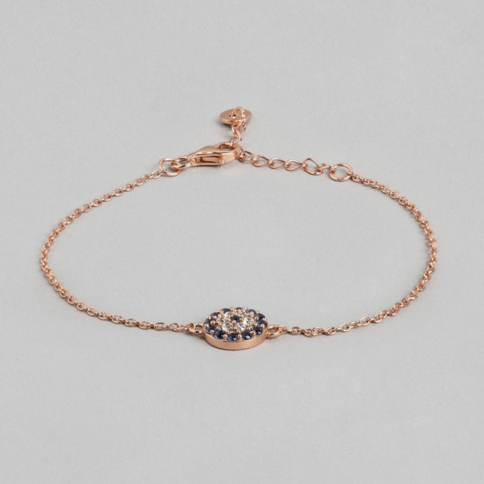 Rosy Guardian Evil Eye 925 Sterling Silver Rose Gold-Plated Evil Eye Bracelet