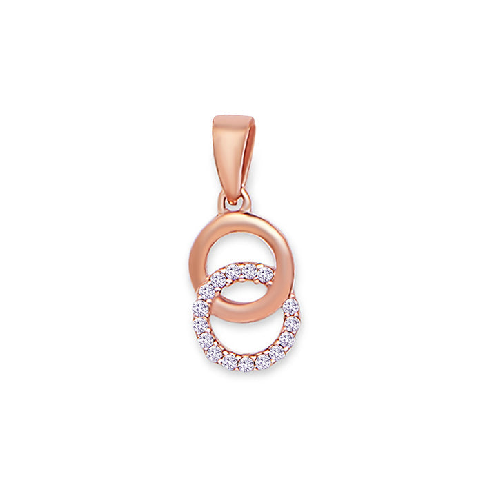 Rosy Halo Rose Gold-Plated Circular CZ 925 Silver Pendant with link Chain