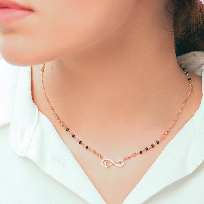 Rosy Infinity CZ Rose Gold-Plated 925 Sterling Silver Mangalsutra