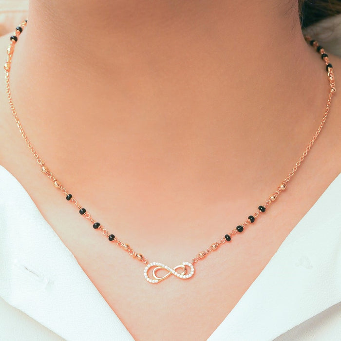 Rosy Infinity CZ Rose Gold-Plated 925 Sterling Silver Mangalsutra