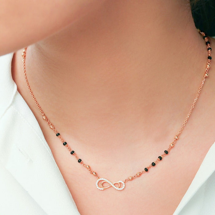 Rosy Infinity CZ Rose Gold-Plated 925 Sterling Silver Mangalsutra