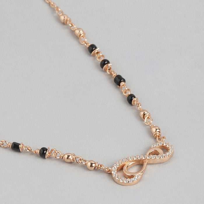 Rosy Infinity CZ Rose Gold-Plated 925 Sterling Silver Mangalsutra