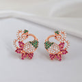 Rosy Peacock Elegance Rose Gold Plated 925 Silver Stud Earrings