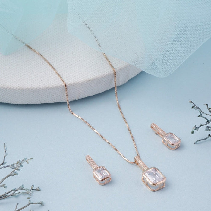 Rosy Radiance 925 Sterling Silver Jewelry Set with Cubic Zirconia