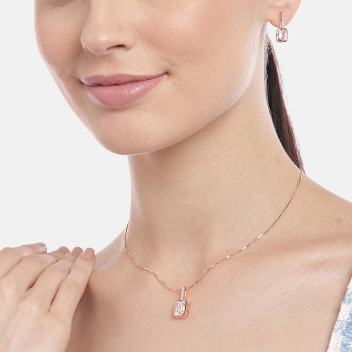 Rosy Radiance 925 Sterling Silver Jewelry Set with Cubic Zirconia