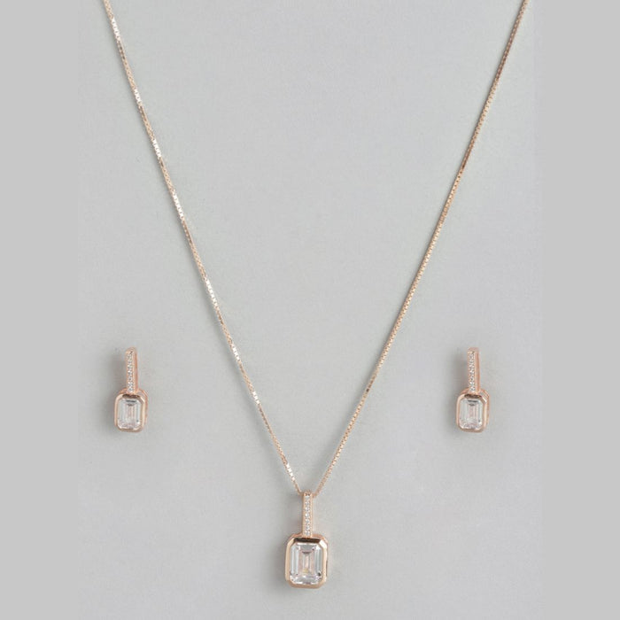 Rosy Radiance 925 Sterling Silver Jewelry Set with Cubic Zirconia