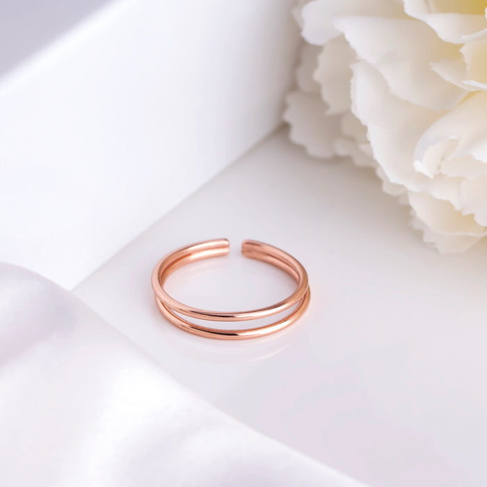 Rosy Radiance 925 Sterling Silver Rose Gold-Plated Women's Ring (Adjustable)
