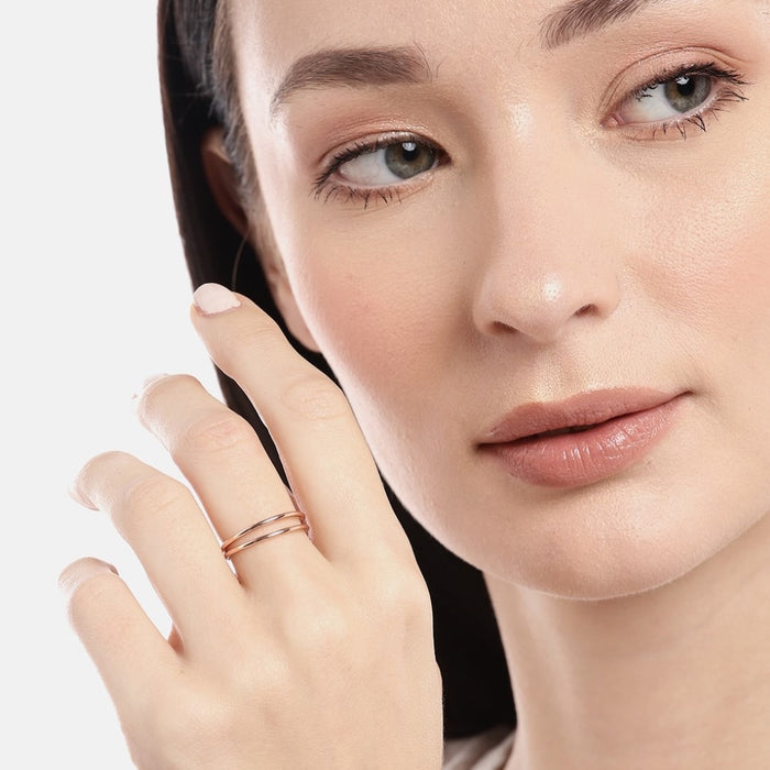 Rosy Radiance 925 Sterling Silver Rose Gold-Plated Women's Ring (Adjustable)