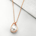Rosy Radiance CZ-Pearl Rose Gold-Plated 925 Sterling Silver Pendant with Chain