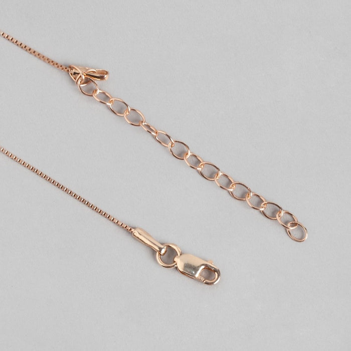 Rosy Radiance CZ-Pearl Rose Gold-Plated 925 Sterling Silver Pendant with Chain
