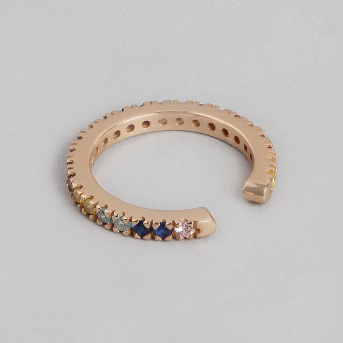 Rosy Radiance CZ Rose Gold-Plated 925 Sterling Silver Women's Ring (Adjustable)