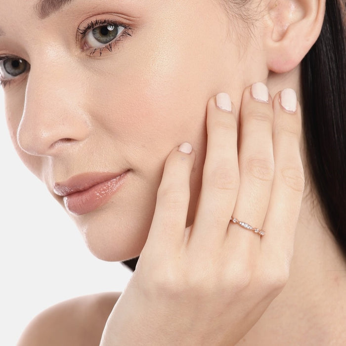 Rosy Radiance Rose Gold-Plated 925 Sterling Silver Ring for Her (Adjustable)