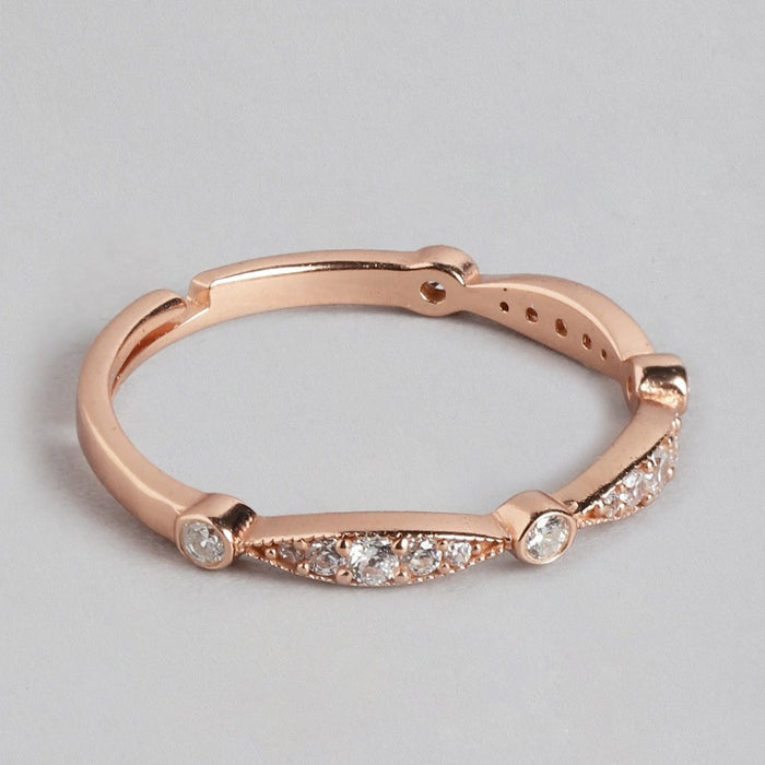 Rosy Radiance Rose Gold-Plated 925 Sterling Silver Ring for Her (Adjustable)