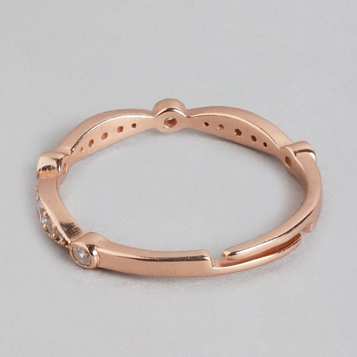 Rosy Radiance Rose Gold-Plated 925 Sterling Silver Ring for Her (Adjustable)