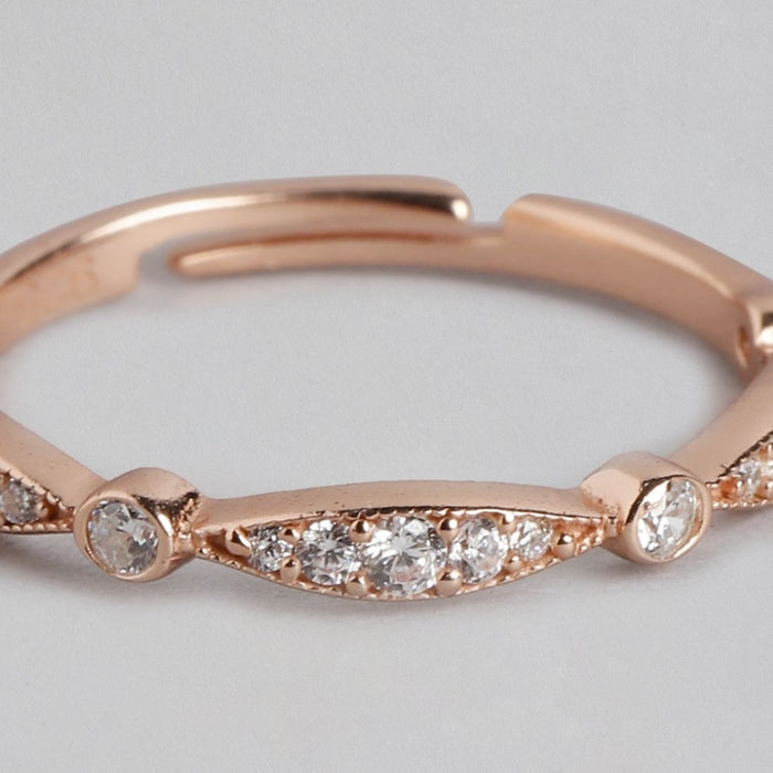 Rosy Radiance Rose Gold-Plated 925 Sterling Silver Ring for Her (Adjustable)