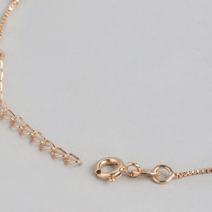 Rosy Romance Rose Gold-Plated 925 Sterling Silver Bracelet with Dual Hearts
