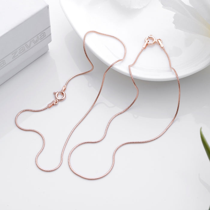 Rosy Serenity Rose Gold-Plated 925 Sterling Silver Snake Chain Anklet