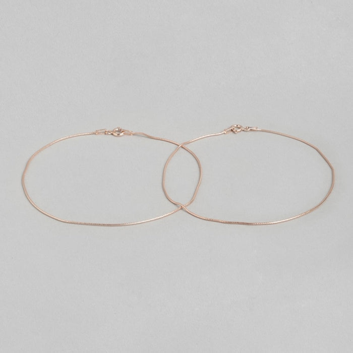 Rosy Serenity Rose Gold-Plated 925 Sterling Silver Snake Chain Anklet