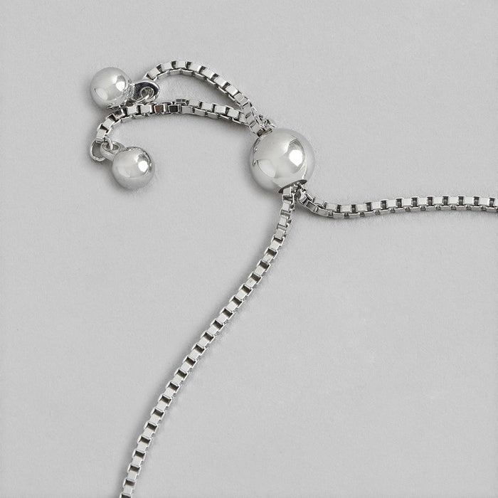Round Evil Eye Rhodium Plated 925 Sterling Silver Box Chain Bracelet