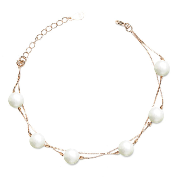 Royal Freshwater Pearl 925 Silver Bracelet in Rose Gold