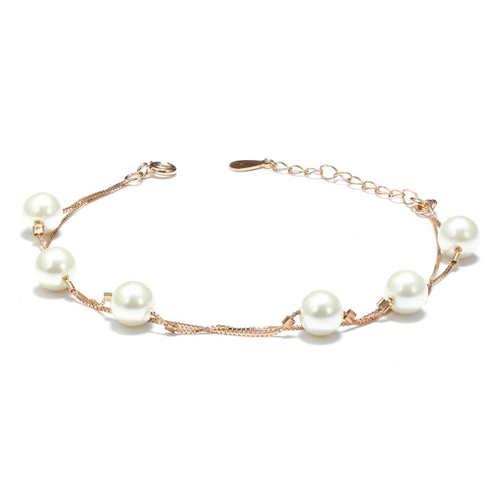 Royal Freshwater Pearl 925 Silver Bracelet in Rose Gold