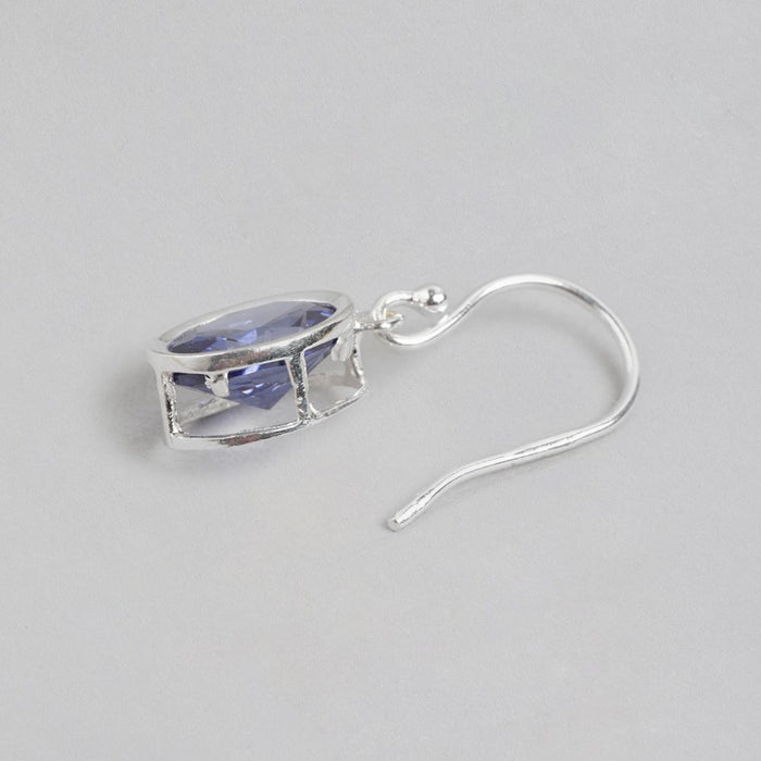 Royal Radiance Rhodium-Plated Purple CZ 925 Sterling Silver Drop Earrings