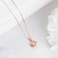 Royal Radiance Rose Gold Plated CZ Crown 925 Sterling Silver Necklace