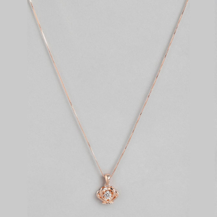 Royal Radiance Rose Gold Plated CZ Crown 925 Sterling Silver Necklace