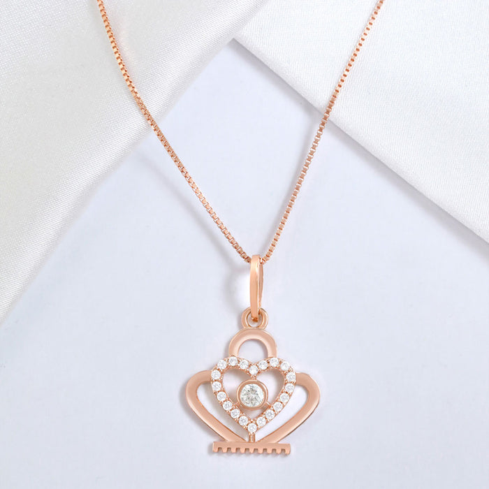 Royal Rose Gold-Plated 925 Sterling Silver Crown Pendant