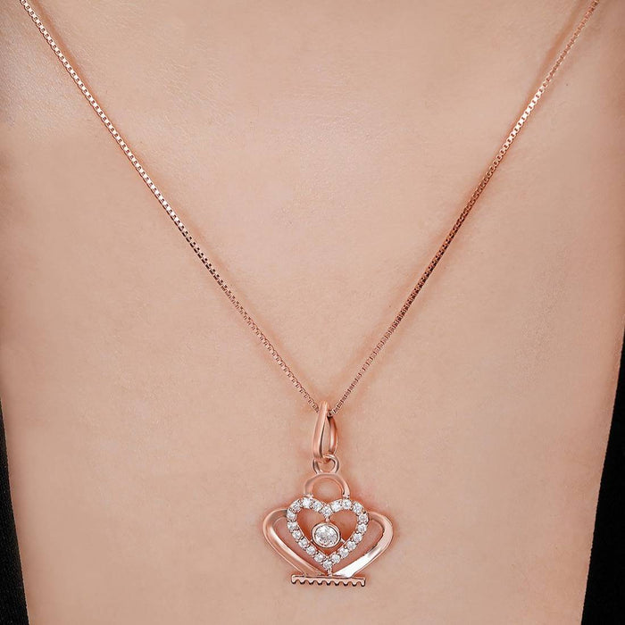 Royal Rose Gold-Plated 925 Sterling Silver Crown Pendant