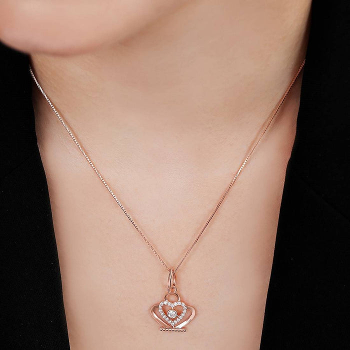 Royal Rose Gold-Plated 925 Sterling Silver Crown Pendant