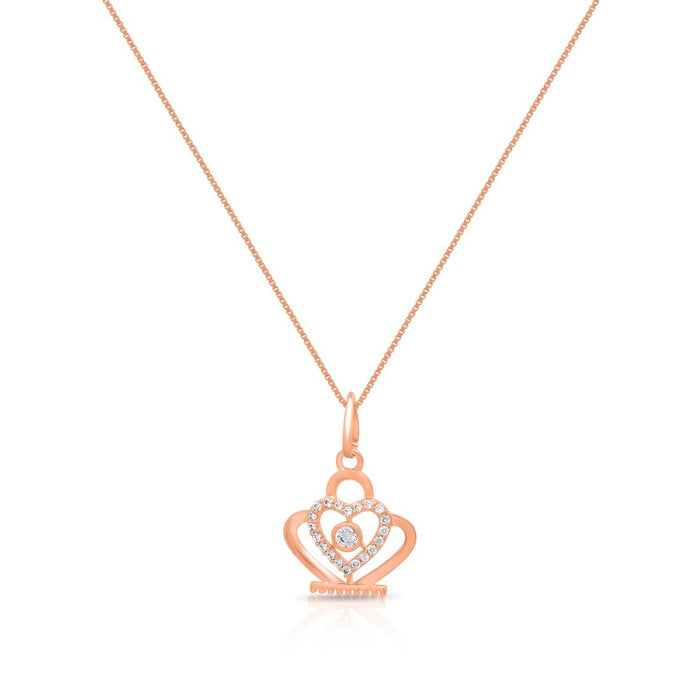 Royal Rose Gold-Plated 925 Sterling Silver Crown Pendant