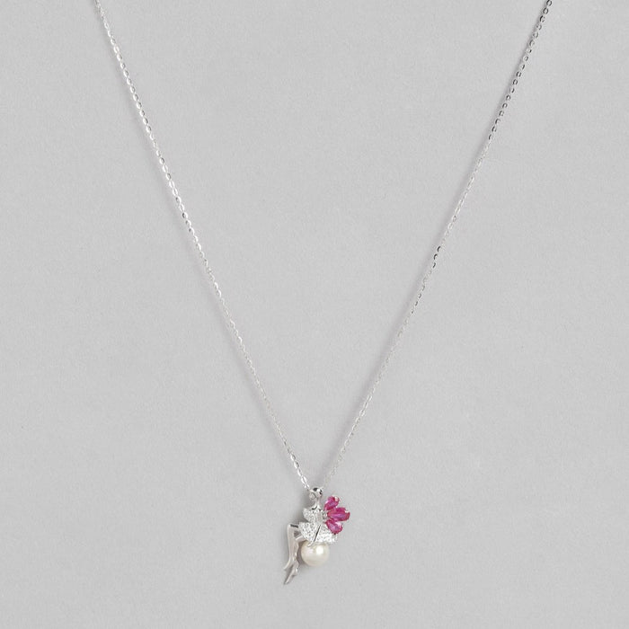 Ruby Clover Lady 925 Sterling Silver CZ Necklace (Zavya Signature)