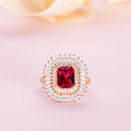 Ruby CZ Studded 925 Sterling Silver Ring In Rose Gold for Women (Adjustable)