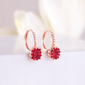 Ruby Halo Rose Gold Plated 925 Sterling Silver Earrings