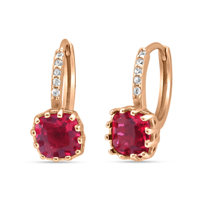 Ruby Halo Rose Gold Plated 925 Sterling Silver Earrings