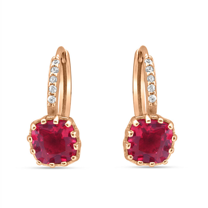 Ruby Halo Rose Gold Plated 925 Sterling Silver Earrings