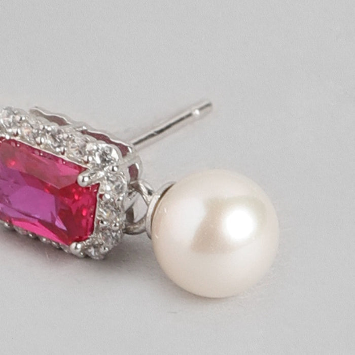 Ruby Pearl 925 Sterling Silver Drop Earrings