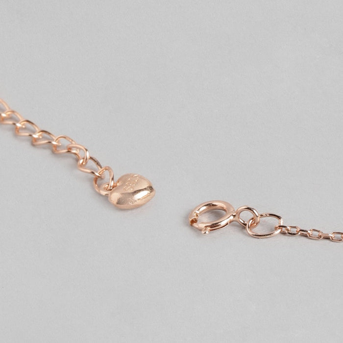 Clasp and heart charm on a rose gold plated 925 Sterling Silver necklace for women – Zavya